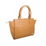 Beau Design Stylish Tan Color Imported PU Leather Handbag With Double Handle For Women's/Ladies/Girls